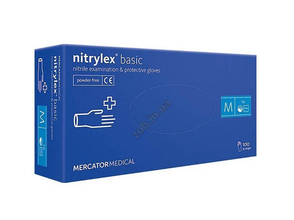 

Нитриловые текстурированные перчатки NITRYLEX BASIC голубые, Голубой