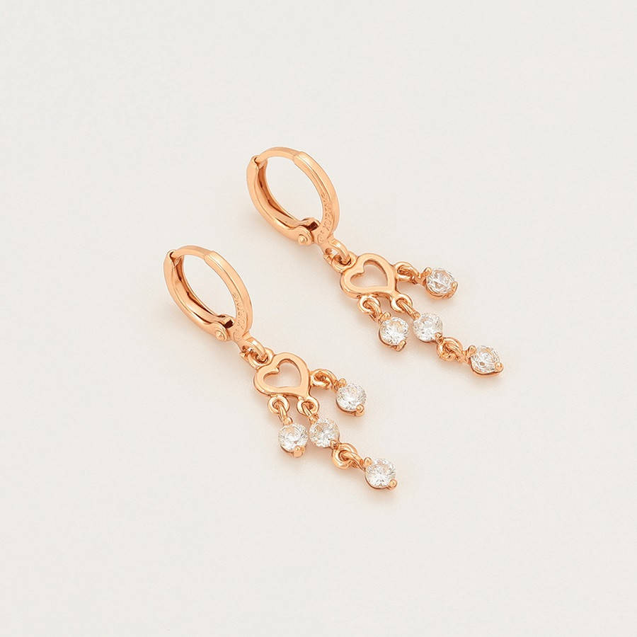 

Серьги-кольца с подвесками и белыми кристаллами фирма Xuping позолота 18к.