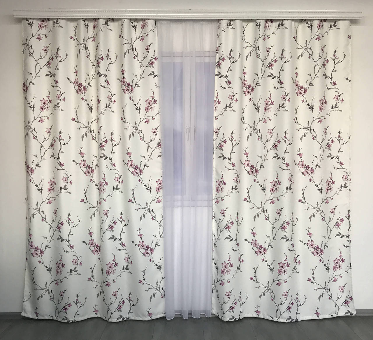 

Готовые шторы с принтом в квартиру кабинет, шторы для спальни, шторы с цветами в зал Фиолетовые (SH-611-7), Фиолетовый