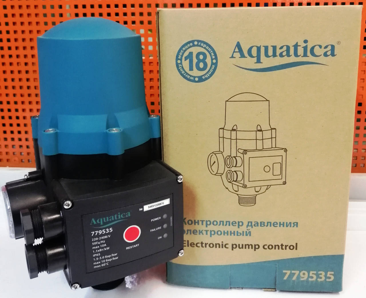 

Электронная автоматика "Aquatica 779535" (1,1 кВт, 10 бар) контроллер / реле давления воды