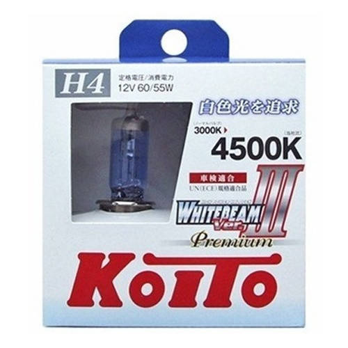 

Автолампы Koito WhiteBeam III 4500K H4 60/55W 2шт (P0744W) Япония