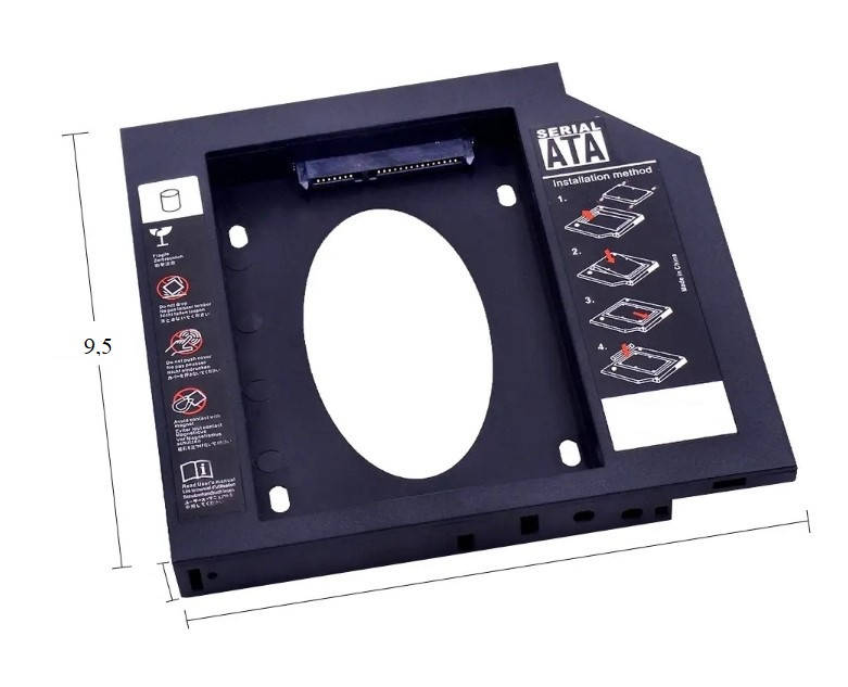 

Карман-адаптер Caddy HDD SATA Optibay второй диск вместо привода 9.5 мм