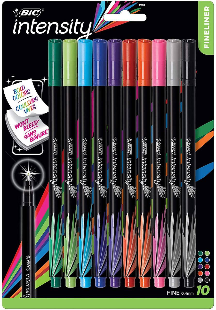

Ручки лайнеры BIC Intensity Fineliner Marker Pen Маркер 10 шт (FPINFAP10), Разные цвета