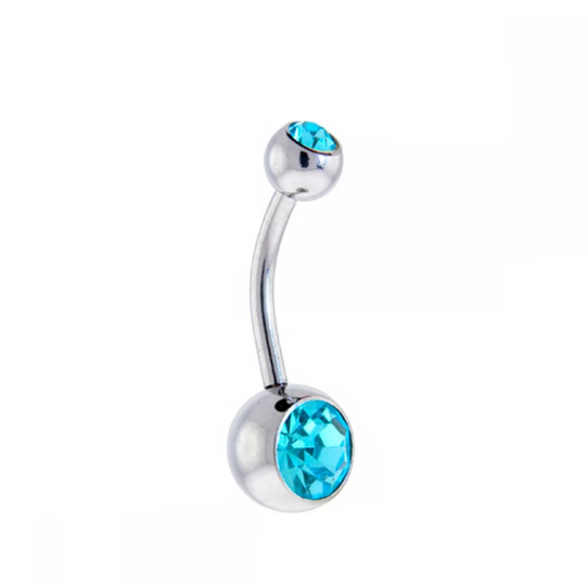 

Серьга-банан для пупка с камнями Swarovski медицинская сталь №2 голубой