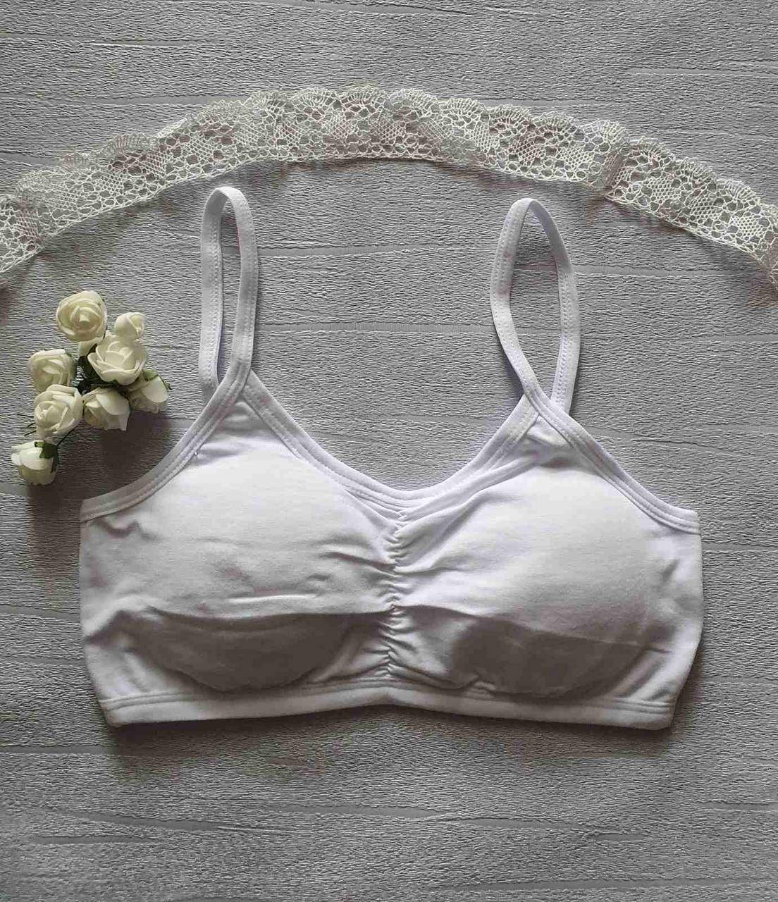 

Топик для девочки (BIYO Турция),белого цвета на тонких бретелях с поролоном(съемный),10,12,14 размер.