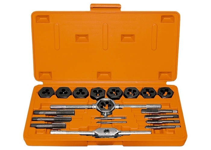 

Набор метчиков и плашек М3 - М12, плашко-метчикодержатель, 20 предметов, в пласт. боксе SPARTA