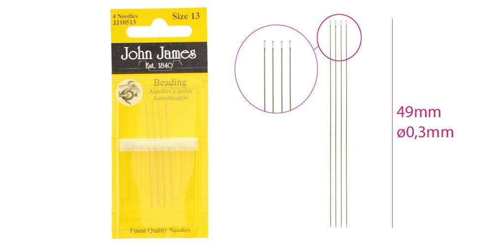 

JJ10513 Набор длинных бисерных игл №13 (4штуки).John James.