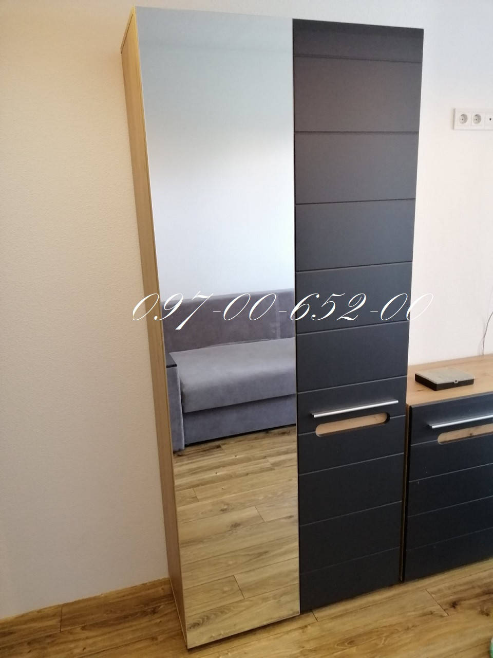 

Шкаф Бьянко с зерклом 2ДЗ Графит / Артизан Світ Меблів