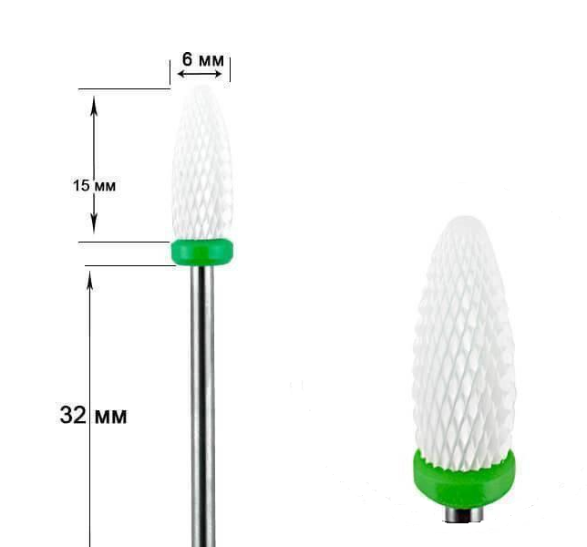 

Керамическая фреза для снятия гель-лака Green, 2864, Зелёный