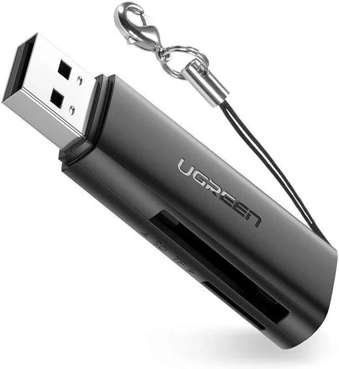 

Картридер USB 3.0 TF/SD Ugreen 60722 c поддержкой карт до 512Гб (Черный)