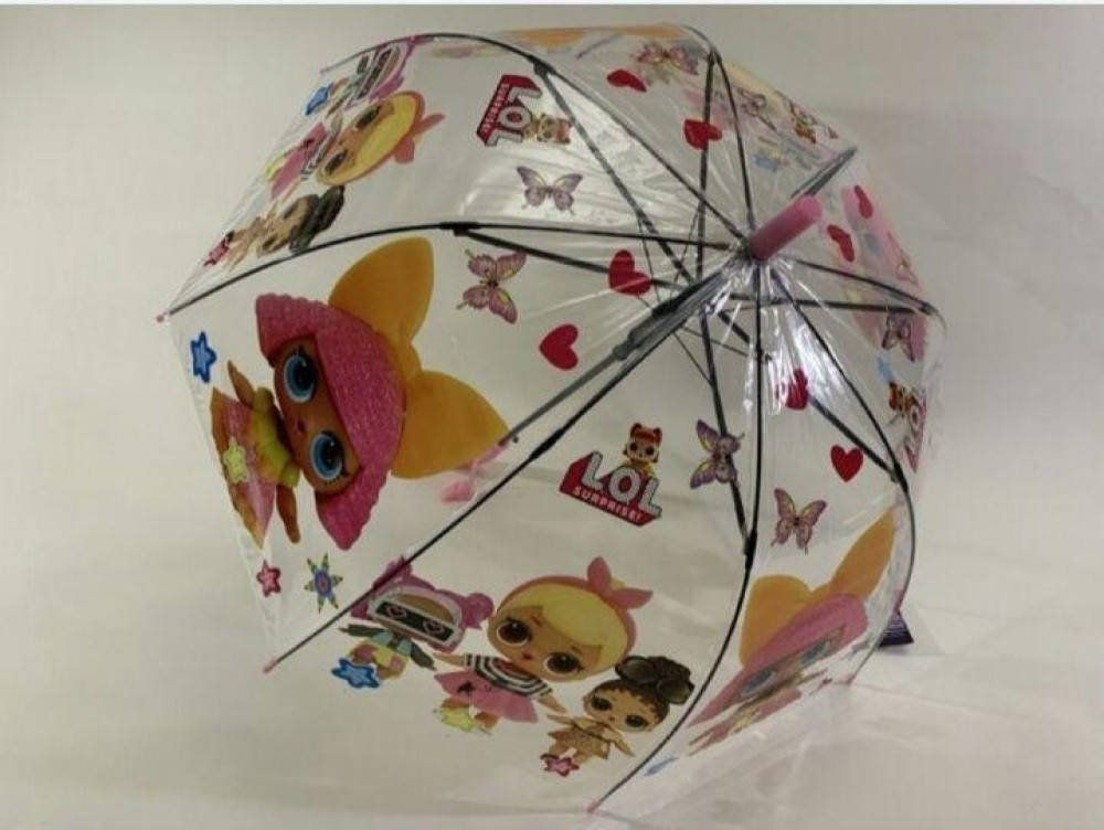 

Детский прозрачный виниловый зонтик для девочки Куклы Лол зонт-трость полуавтомат со свистком LOL