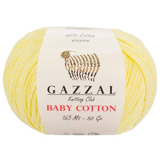 

Пряжа из хлопка Gazzal Baby cotton 3413 светло-желтый (Газзал Беби Коттон), Белый