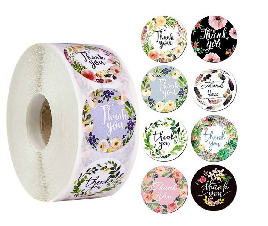 

Наклейки d=2,5 "Thank you" 500 шт (8 дизайнов), Голубой