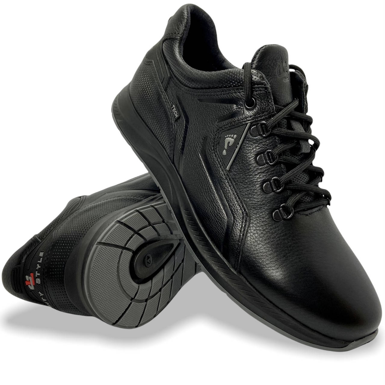 

Мужские осенние кроссовки Clubshoes черные кожаные с шнуровкой осень/весна деми 19/41 44, Черный