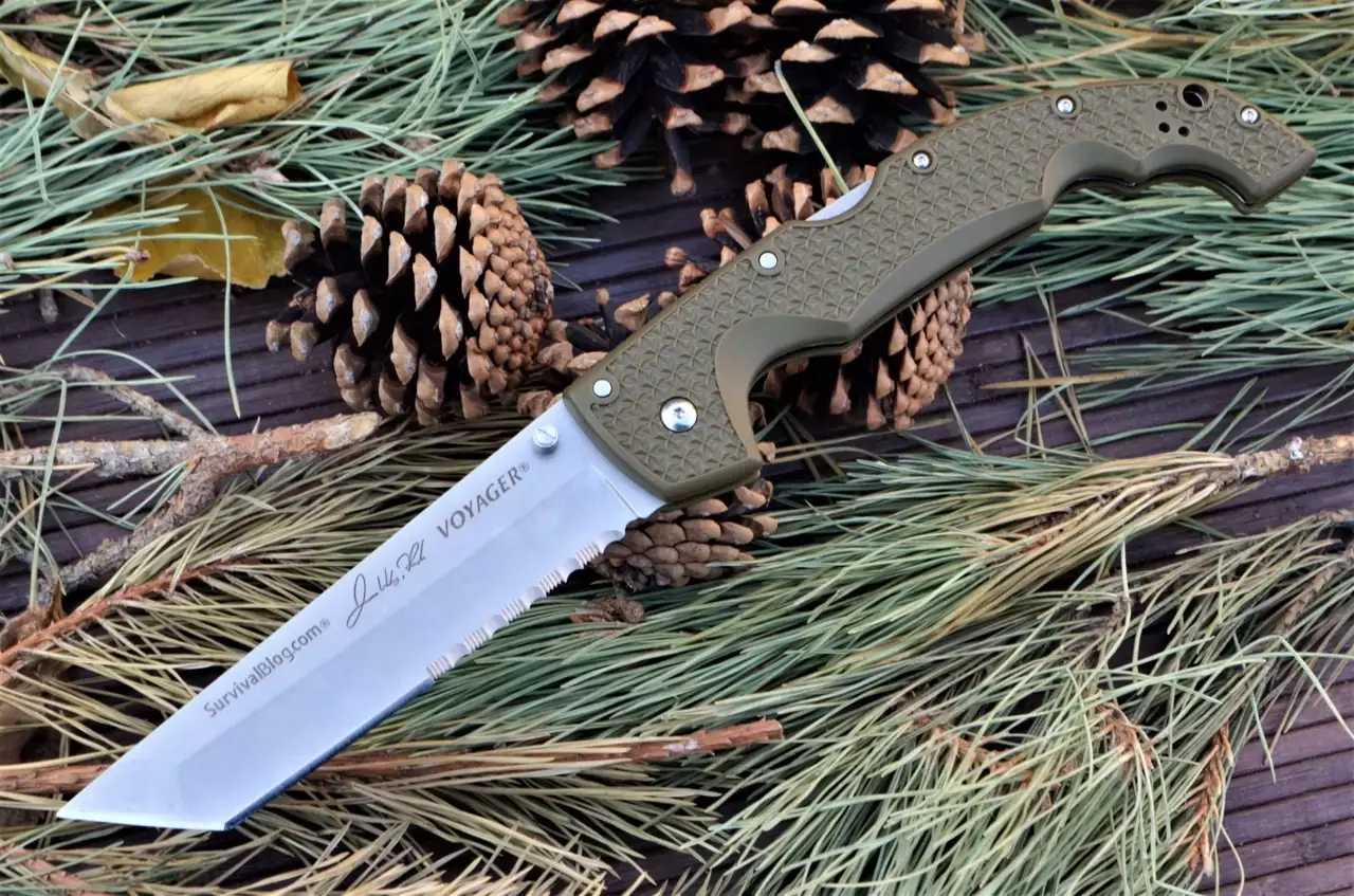 

Нож складной Cold Steel Rawles Voyager XL Tanto - china Зеленый со светлым клинком
