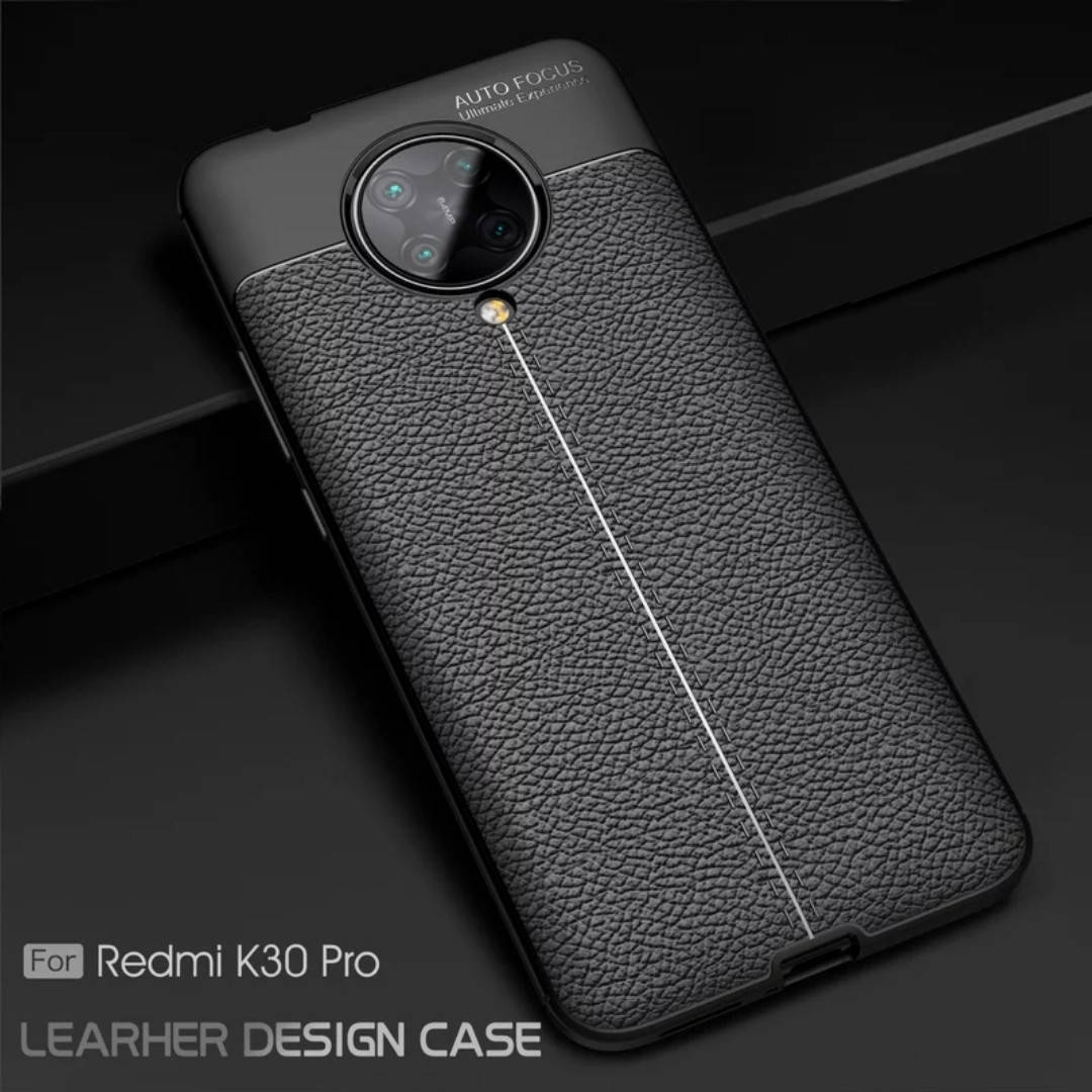 

Противоударный кожаный TPU чехол для Poco F2 Pro / Redmi K30 Pro, Черный