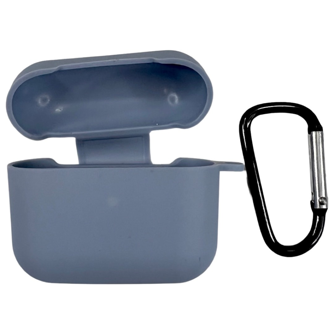 

Силиконовый чехол с карабином для AirPods 3 (2021) (на аирподс 3) серо-синий, Разные цвета