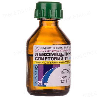 

Левомицетин раствор д/наруж. прим., спирт. 1 % по 25 мл во флак.