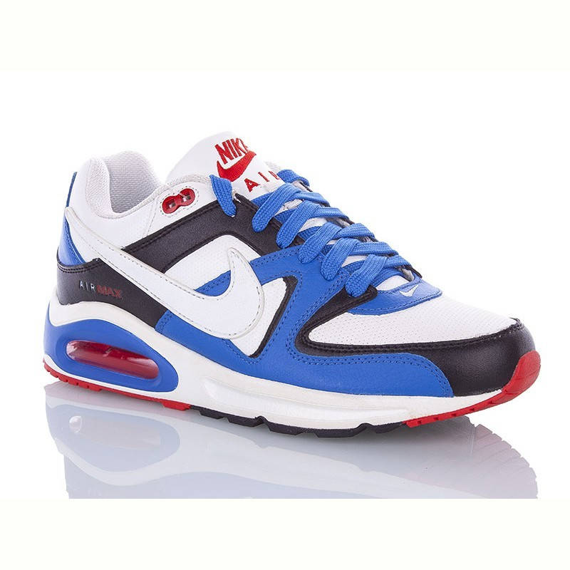 

Модные кроссовки Air Max мужские кожаные белые с синим, Белый