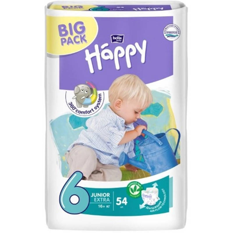 

Подгузники детские Happy BELLA BABY junior extra. (Вес 16 + 2 х 54 шт.)