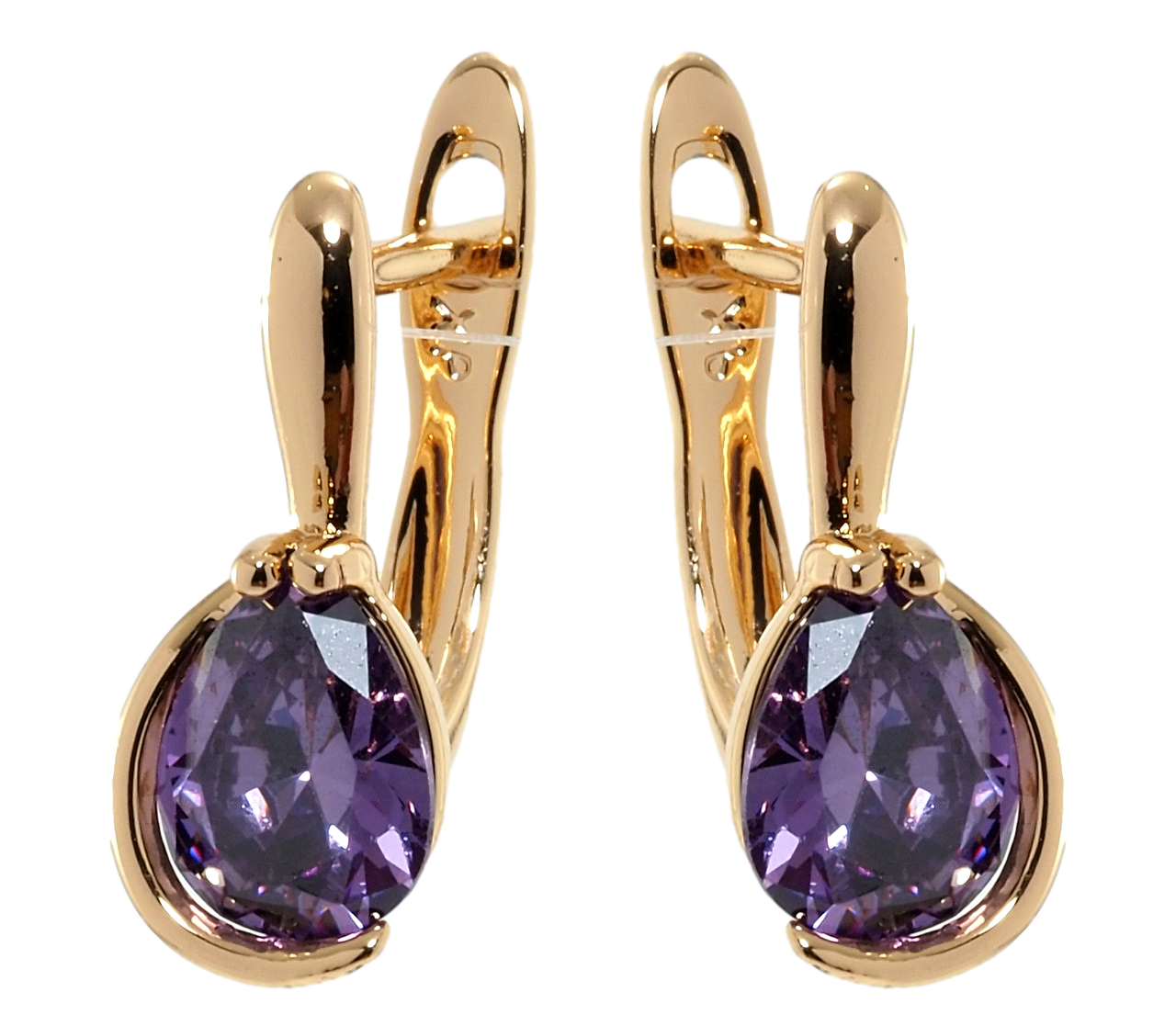 

Серьги Xuping Позолота 18K английский замок "Сиреневые фианиты"