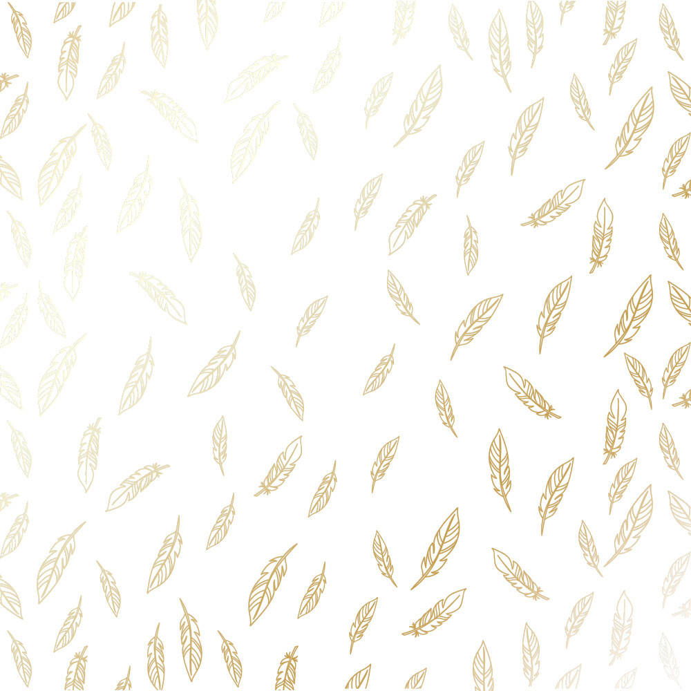 

Папір односторонній з фольгуванням - Golden Feather White - Fabrika Decoru - 30x30