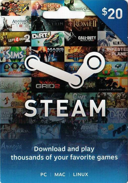 

Подарочная карта Steam Wallet 20$ (USD)