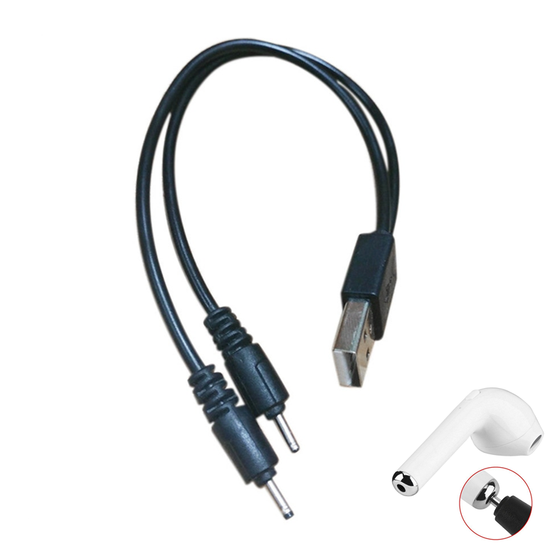 

Зарядный провод шнур USB - 2 x DC2.0 mm для наушников TWS i7S. Зарядка USB to 2xDC2.0мм ER761C, Черный