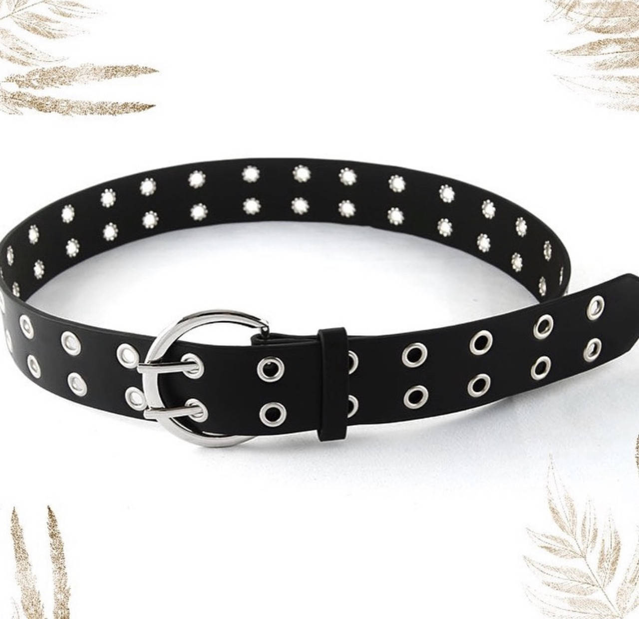 

Женский ремень с люверсами в два ряда