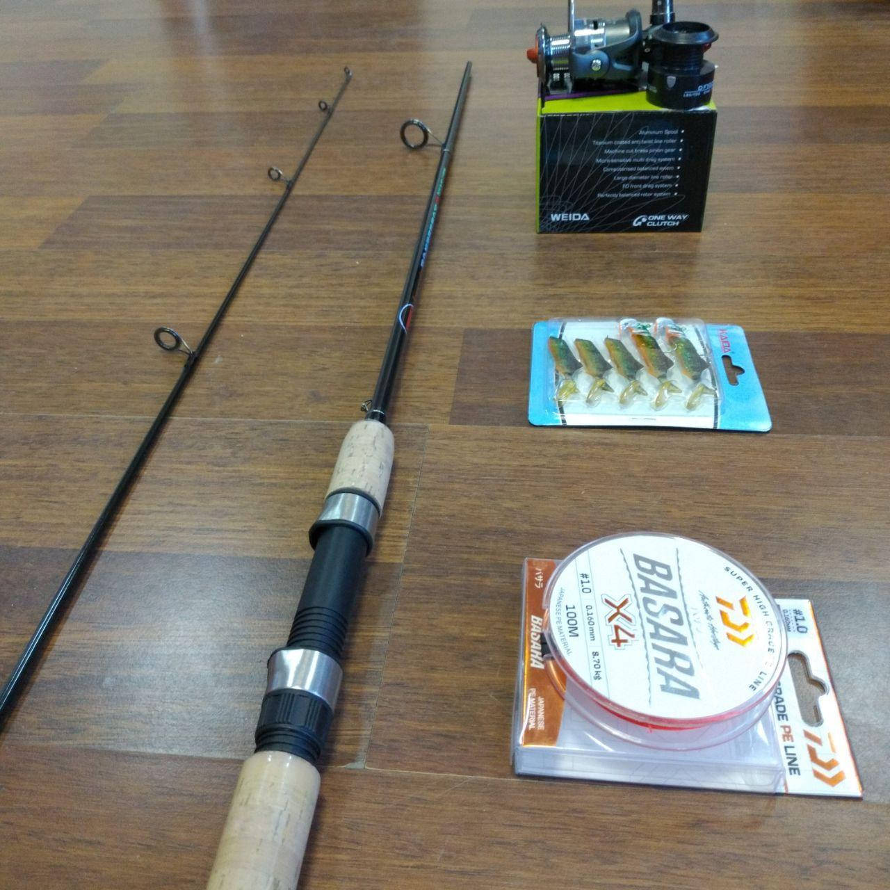 

Набор на хищника спиннинг Weida 5-25g 2,1м +катушка + силикон+шнур 100м