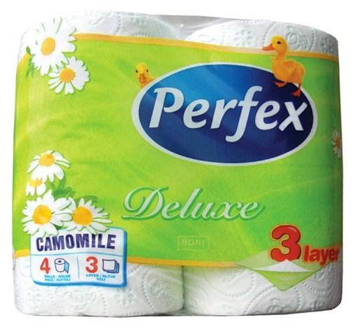 

Туалетная бумага Perfex DELUXE, 4 шт Ромашка 3 слоя Сербия 8600101745248, Зелёный