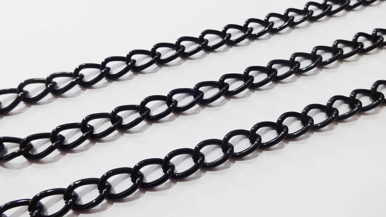 

Цепь декоративная 15 х 10 мм L грань черная, Черный