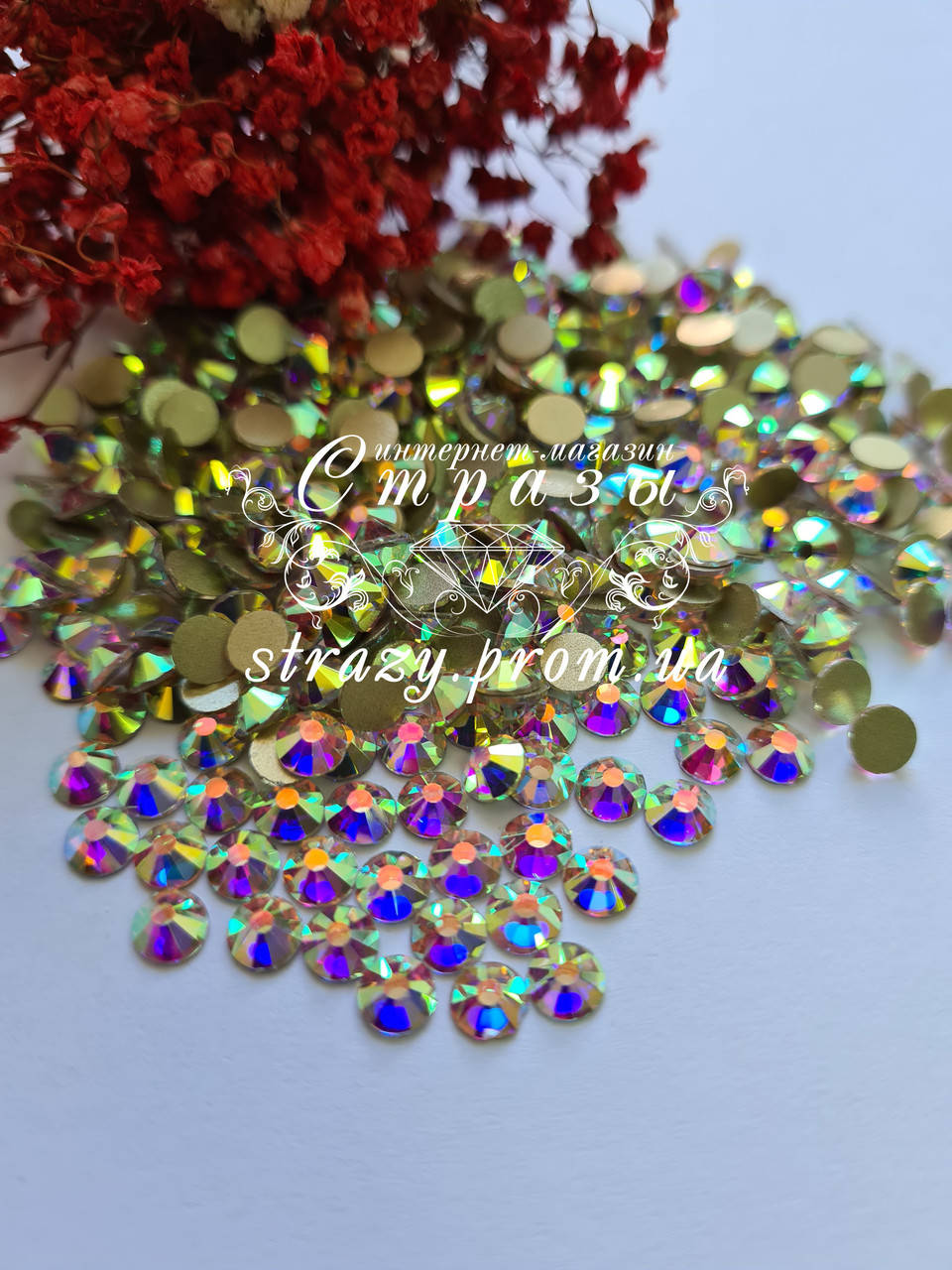

Набор страз Crystal AB холодной фиксации ss16, ss20, ss30 "Crystal Premium" золотая подложка (3 пачки)