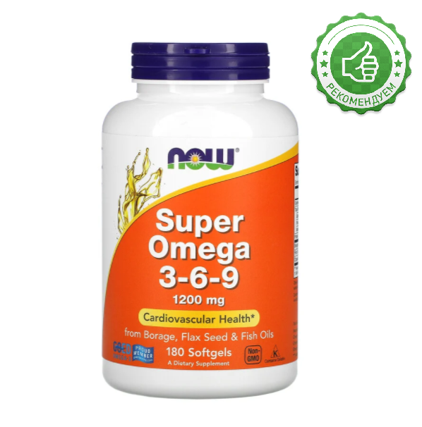 

Супер омега 3 6 9, Omega 3 - 6 - 9, Now Foods, 1200 мг, 180 капсул