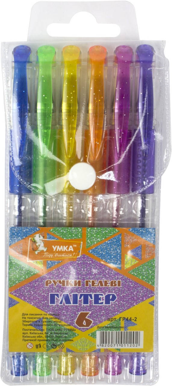 

Набір ручок гел. "Умка" №ГР44-2 Glitter 6кольор. (12)(144)