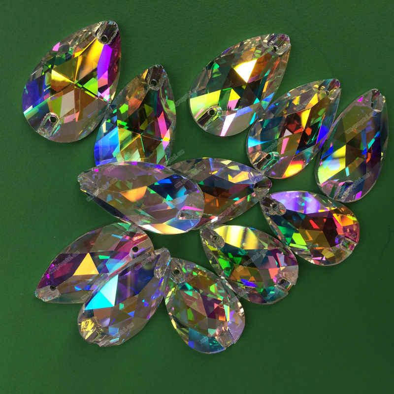 

10х18мм. Капли пришивные стразы. С/С. Crystal AB