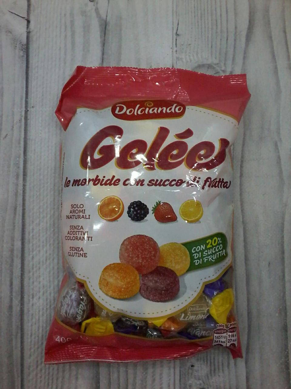 

Конфеты Dolciando GELEE le morbide ai gusti frutta, 22% натурального сока. 400/300г, Италия
