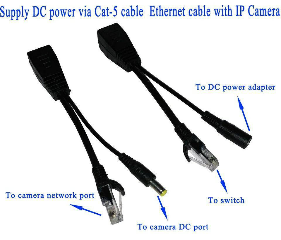 

Инжектор POE кабеля. Передача питания 12-48 В и видеосигнала до 30 м по Ethernet для ip-камер