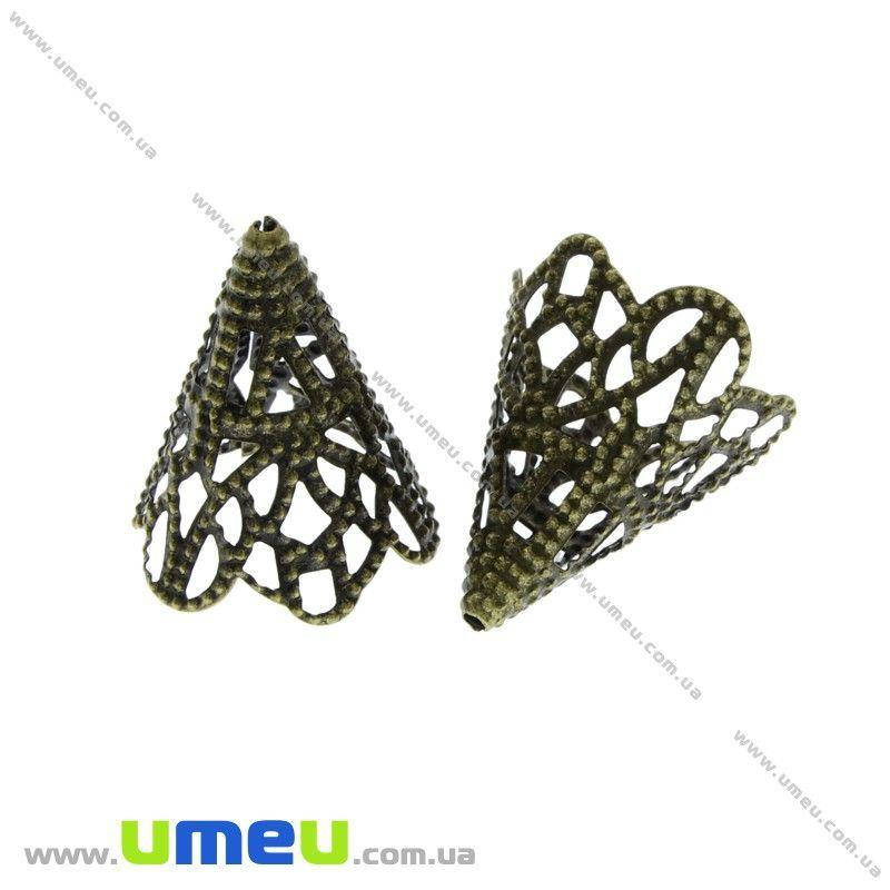 

Колпачок металлический ажурный, 20х17 мм, Античная бронза, 1 шт (OBN-028409)