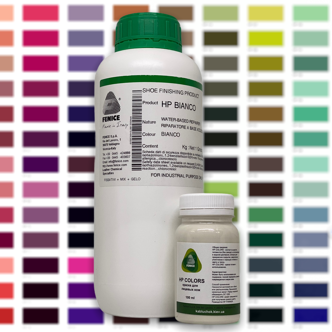 

Краска для кожи и текстиля FENICE HP COLOURS, 100/1000 мл (192 цвета), Черный