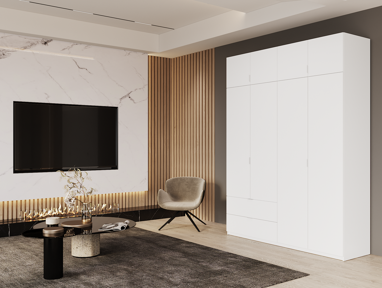 Розпашна Шафа для одягу Doros Лукас Білий 180х50х240 (80737069) 3