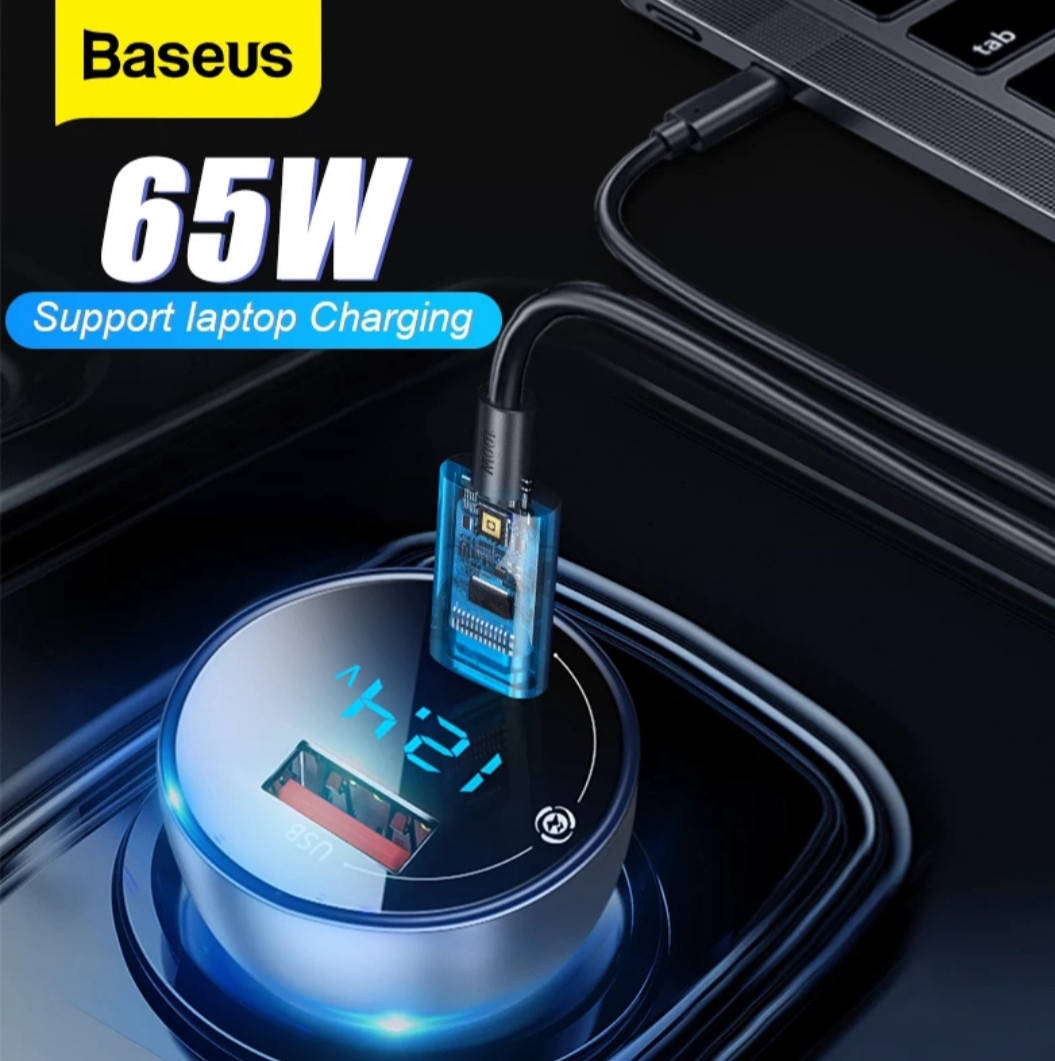 

Автомобильное зарядное для ноутбука Baseus 65W Particular Digital Display QC + PPS.