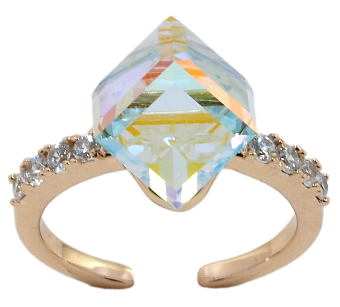 

Кольцо Xuping Позолота 18K с кр-ми Swarovski "Кристальный куб Shimmer" р.16-17