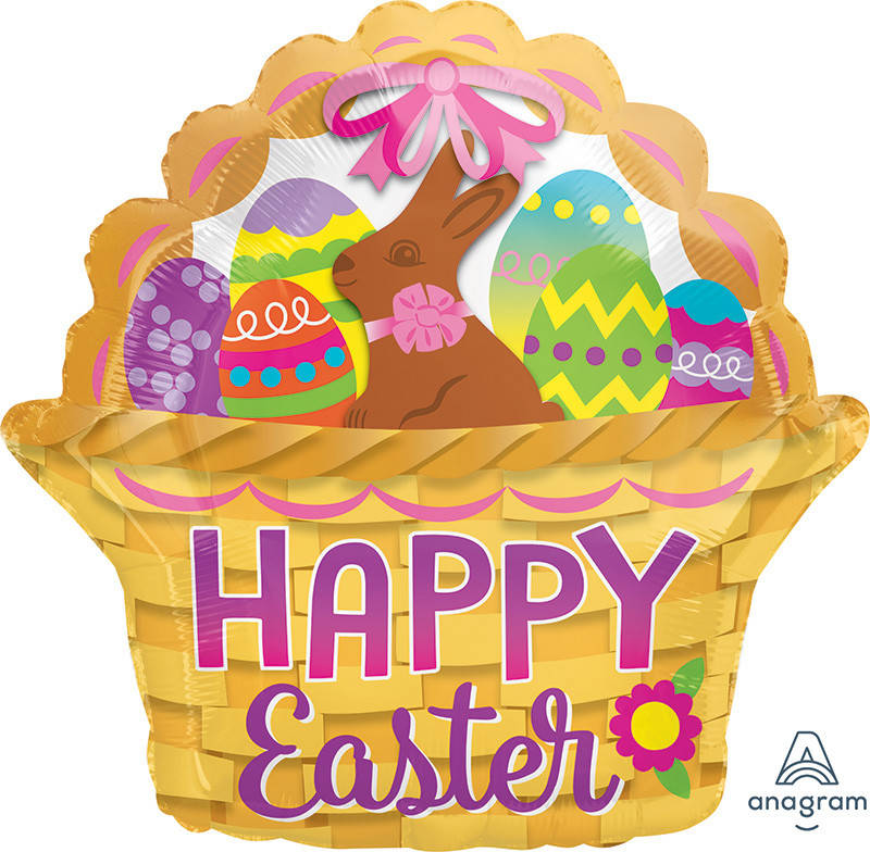 

А 15" Junior Shape Eggcellent Easter Basket Foil Balloon. Шар фольгированный Пасхальная корзина, Разные цвета