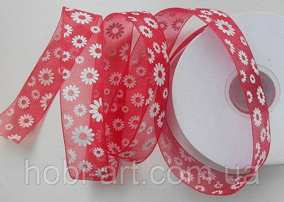

Стрічка органза 25 мм з візернуком 05 червона