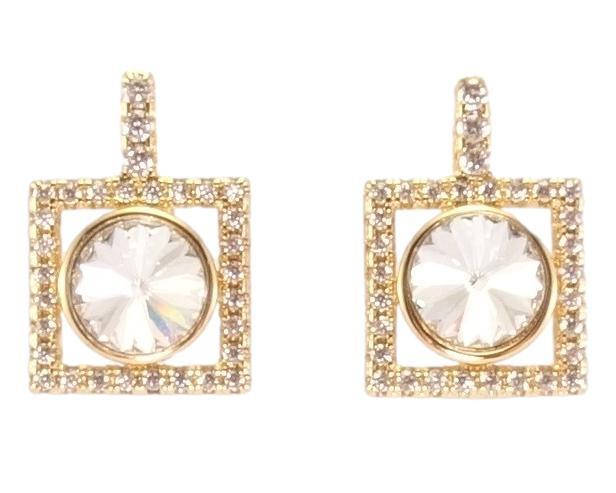 

Серьги Xuping Позолота 18K с кр-ми Swarovski английский замок "Кристалл Clear в квадратной оправе с цирконием"