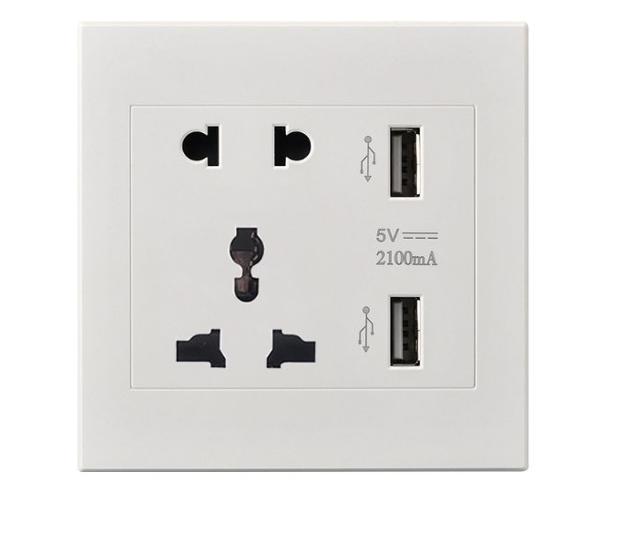 

Розетка 220В Sermione с 2мя USB портами для зарядки и защитными шторками