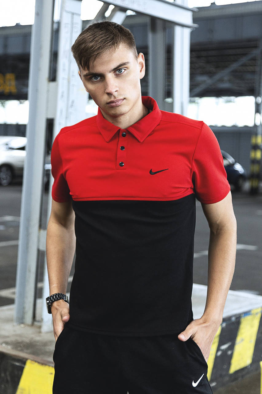 

Футболка мужское Polo Nike красно-черная (S-XXL) Л