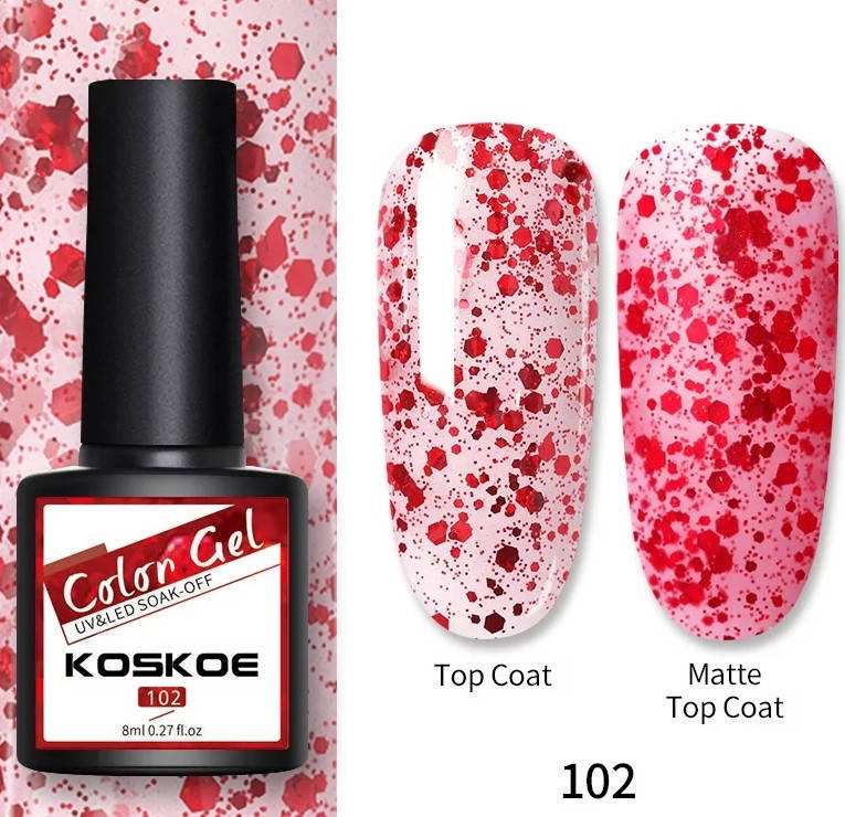 

8мл. Гель лак Color Gel Koskoe УФ UV, для маникюра, ногтей под лампу Красный 102