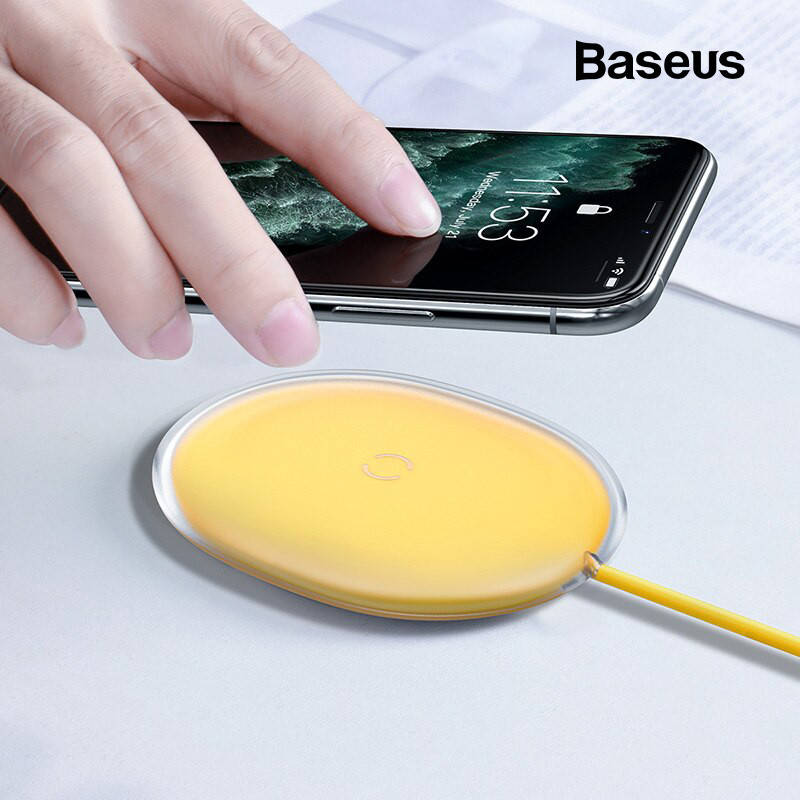 

Компактная беспроводная зарядка Baseus Jelly 15W 2A QC3.0 (желтая), Желтый